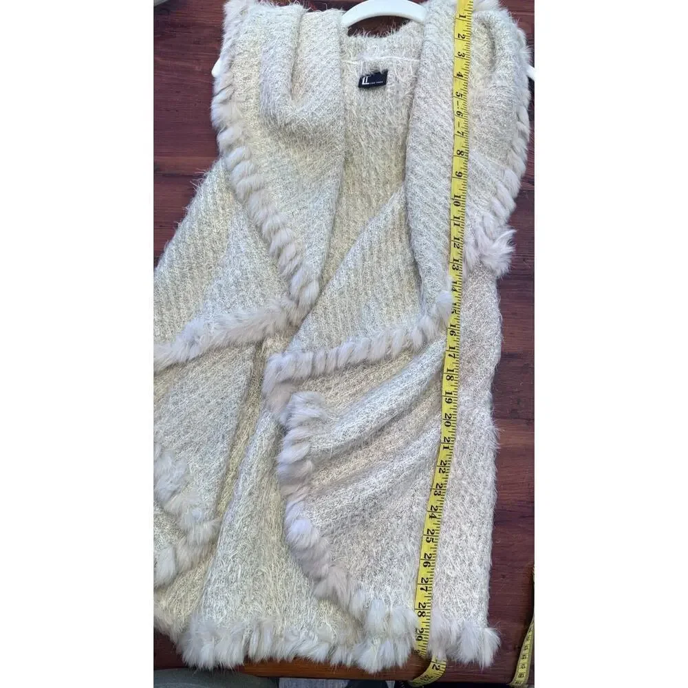 Love Token - Genuine Rabbit Fur Trim Vest - Size Small -beige - MSRP $169